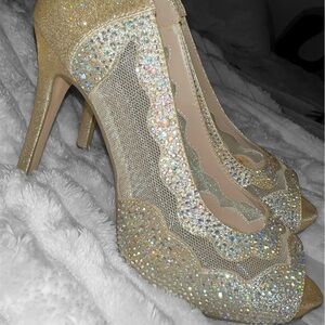 Elegant Gold Embellished Heels